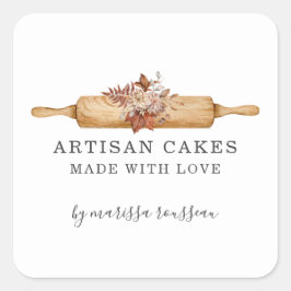 Bäckerei Konditorei Koch Aquarellwalzenwalzwerk Bu Quadratischer Aufkleber