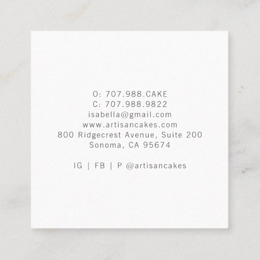 Bäckerei Konditorei Koch Backbackutensien Quadratische Visitenkarte (Rückseite)