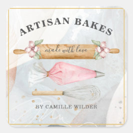 Bäckerei Konditorei Koch Bäcker Tools Business Squ Quadratischer Aufkleber