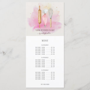 Bäckerei Konditorei Koch Bäcker Utensitis Rosa Pre Menükarte