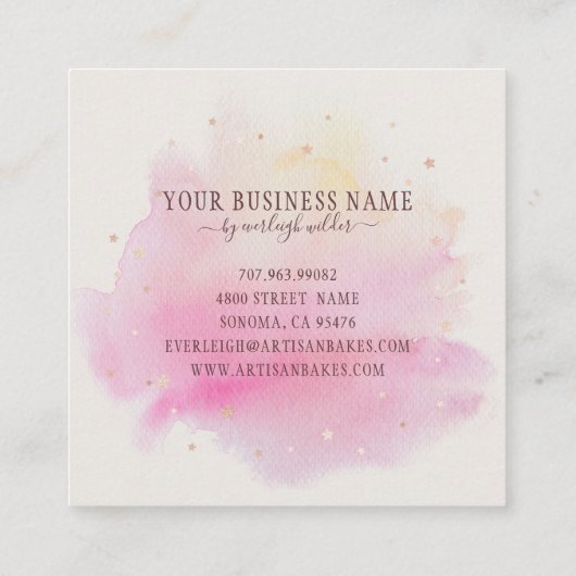 Bäckerei Konditorei Koch Bäcker Utensitis Rosa Quadratische Visitenkarte (Rückseite)