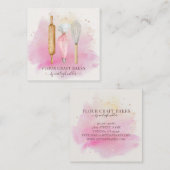 Bäckerei Konditorei Koch Bäckerei Utensitäten Rosa Quadratische Visitenkarte (Vorne/Hinten)