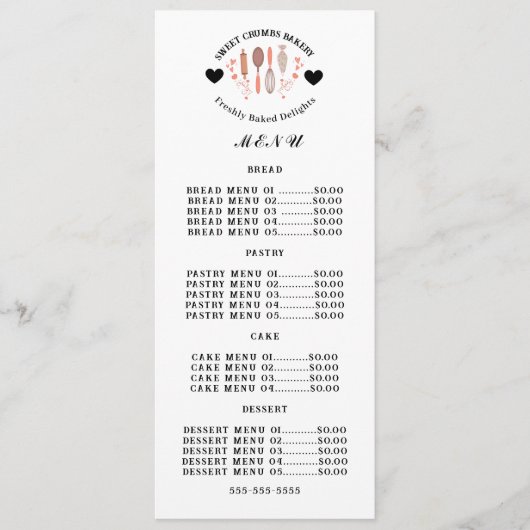 Bäckerei Konditorei Koch Backtriebwerk Menükarte (Vorderseite)