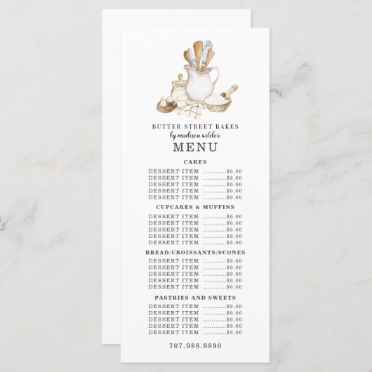 Bäckerei Konditorei Koch Backutensid Menü Preislis Menükarte (Vorne/Hinten)