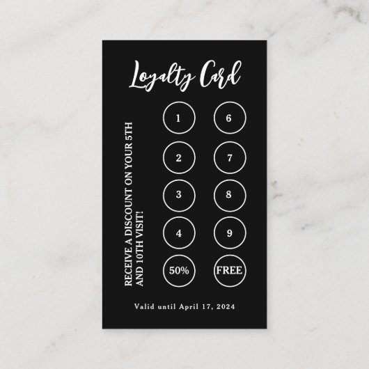 Bäckerei Konditorei Koch Backutensid Schwarz Treuekarte (Rückseite)