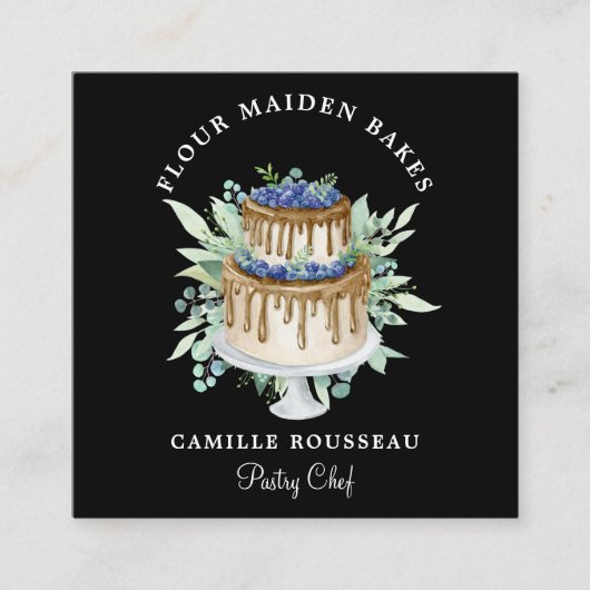 Bäckerei Konditorei Koch Baker Black Quadratische Visitenkarte (Vorderseite)