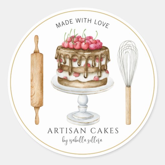 Bäckerei Konditorei Koch Baker Cake Product Label Runder Aufkleber (Vorderseite)