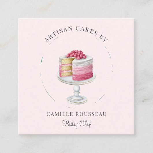 Bäckerei Konditorei Koch Baker Pink Square Visiten Quadratische Visitenkarte (Vorderseite)