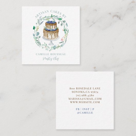 Bäckerei Konditorei Koch Baker Square Business Car Quadratische Visitenkarte (Vorne/Hinten)