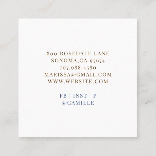 Bäckerei Konditorei Koch Baker Square Business Car Quadratische Visitenkarte (Rückseite)