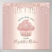 Bäckerei Konditorei Koch Cupcake Rose Gold Glitzer Poster (Vorne)