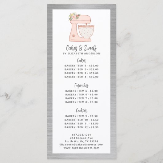 Bäckerei Konditorei Koch Dessert Menü Menükarte (Vorderseite)