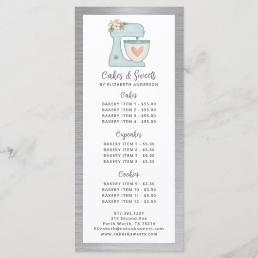 Bäckerei Konditorei Koch Dessert Menü Menükarte (Vorderseite)