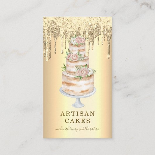 Bäckerei Konditorei Koch Glitzer Tropfen Platinum Visitenkarte (Vorderseite)