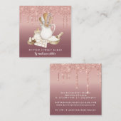 Bäckerei Konditorei Koch Glitzer Tropfen Rose Gold Quadratische Visitenkarte (Vorne/Hinten)