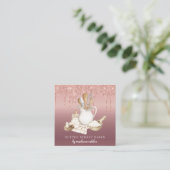 Bäckerei Konditorei Koch Glitzer Tropfen Rose Gold Quadratische Visitenkarte (Stehend Vorderseite)
