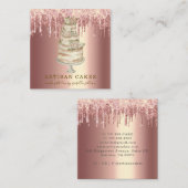 Bäckerei Konditorei Koch Glitzer Tropfen Rose Gold Quadratische Visitenkarte (Vorne/Hinten)