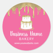 Bäckerei Konditorei Koch Gold Cake Logo Sweet Pink Runder Aufkleber (Vorderseite)