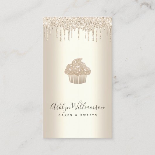 Bäckerei Konditorei Koch Gold Glam Glitzer Tropfen Visitenkarte (Vorderseite)