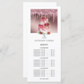 Bäckerei Konditorei Koch Kuchen Rose Gold Glitzer  Menükarte (Vorne/Hinten)