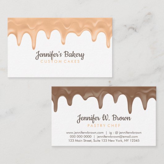 Bäckerei Konditorei Koch Moderne Backcreme Tropfen Visitenkarte (Vorne/Hinten)