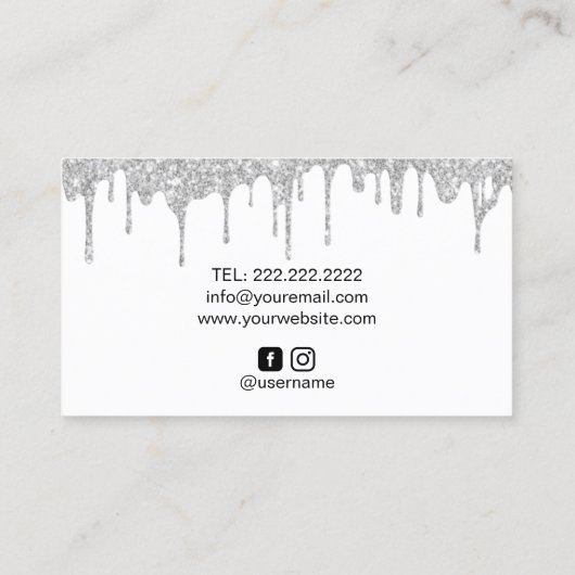 Bäckerei Konditorei Koch Moderner Silberner Glitze Visitenkarte (Rückseite)
