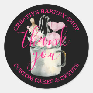 Bäckerei Konditorei Koch niedlich rosa schwarz Dan Runder Aufkleber