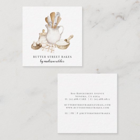 Bäckerei Konditorei Koch Quadratische Visitenkarte (Vorne/Hinten)