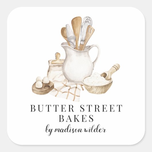 Bäckerei Konditorei Koch Quadratischer Aufkleber (Vorderseite)