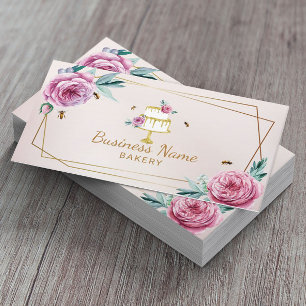 Bäckerei Konditorei Koch Rosa Blume & Bienen Süßku Visitenkarte