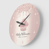 Bäckerei Konditorei Koch Rose Gold Glitzer Tropfen Große Wanduhr (Winkel)