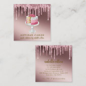 Bäckerei Konditorei Koch Rose Gold Glitzer Tropfen Quadratische Visitenkarte (Vorne/Hinten)