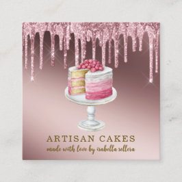 Bäckerei Konditorei Koch Rose Gold Glitzer Tropfen Quadratische Visitenkarte