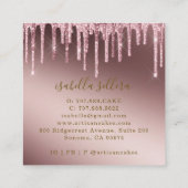 Bäckerei Konditorei Koch Rose Gold Glitzer Tropfen Quadratische Visitenkarte (Rückseite)