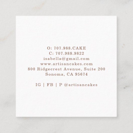 Bäckerei Konditorei Koch Rose Gold Tropfen Quadratische Visitenkarte (Rückseite)