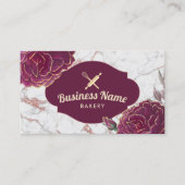 Bäckerei Konditorei Koch Rote Rose Gold Marmor Visitenkarte (Vorderseite)