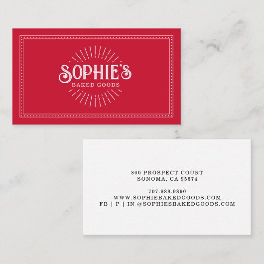Bäckerei Konditorei Koch Rotes Logo Catering Visitenkarte (Vorne/Hinten)