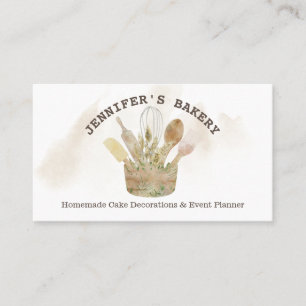 Bäckerei Konditorei Koch rustikale Aquarell Visitenkarte