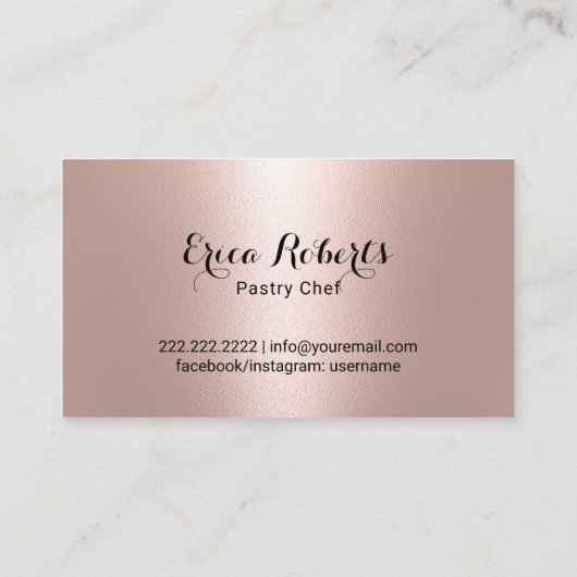 Bäckerei Konditorei Koch Süße Erdbeere Rose Gold Visitenkarte (Rückseite)