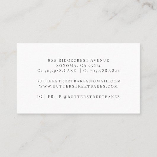 Bäckerei Konditorei Koch Wasserfarbe Koch Glitzer Visitenkarte (Rückseite)