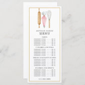 Bäckerei Konditorei Koch Wasserfarben Backutensil Menükarte (Vorne/Hinten)