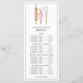 Bäckerei Konditorei Koch Wasserfarben Backutensil Menükarte (Vorderseite)