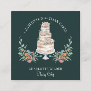Bäckerei Konditorei Koch Watercolor Blumenkuchen S Quadratische Visitenkarte
