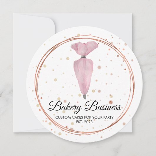 Bäckerei Konditorei Patisserie Wasserfarben Kuchen Einladung (Vorderseite)