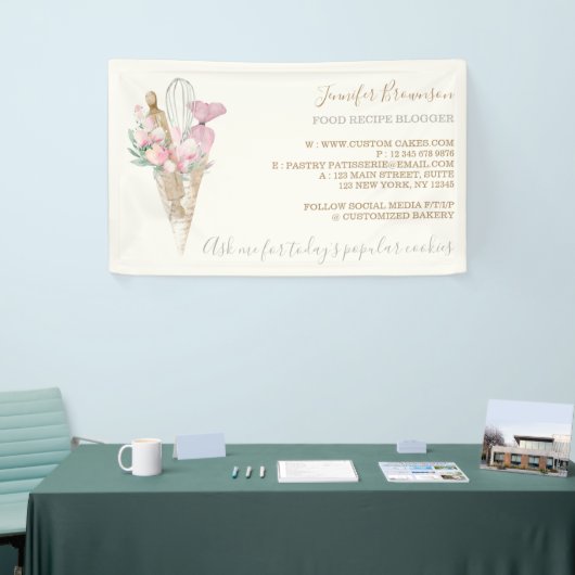 Bäckerei Konditorei Pink Blume Boho Creative Banner (Messeveranstaltung)
