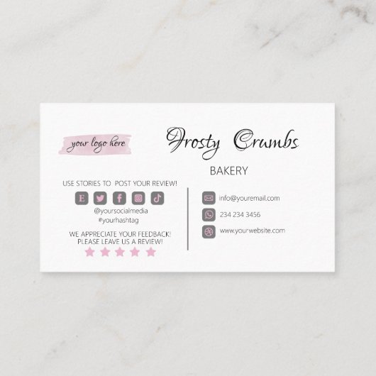 Bäckerei Konditorei Süßigkeiten CupcakesVisiten Visitenkarte (Rückseite)