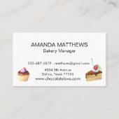 Bäckerei Konditorei Wasserfarben Schokolade Kuchen Visitenkarte (Rückseite)