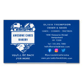 Bäckerei Kuchen Backwaren Konditorei Koch Blau Wei Magnetische Visitenkarte (Vorderseite)