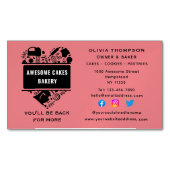 Bäckerei Kuchen Backwaren Konditorei Koch Pink Bla Magnetische Visitenkarte (Vorderseite)