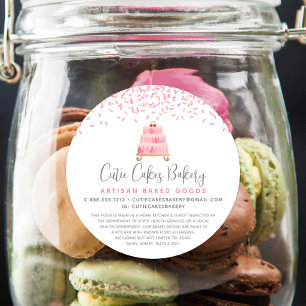 Bäckerei Kuchen Blush Pink Sprinkles Dessert Recht Runder Aufkleber